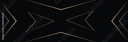 Abstract golden lines on black BG. Luxury universal frame. Premium 3d design. Geometric triangle borders with copy space in center. Right left down up arrows. Modern VIP fashion Black Friday banner