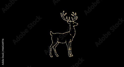 Glowing reindeer silhouette against a black backdrop, perfect for holiday decorations and festive projects