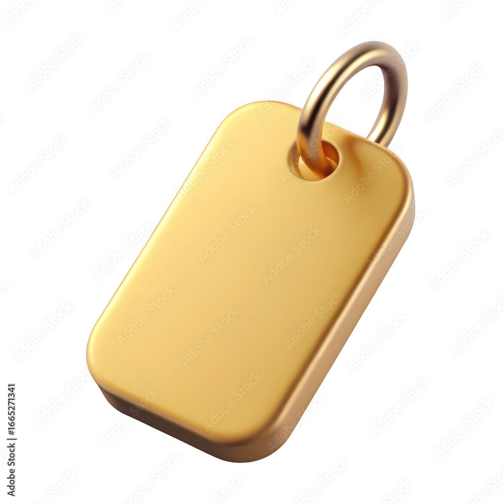 Fototapeta premium 3d golden dog tag pendant isolated on transparent background
