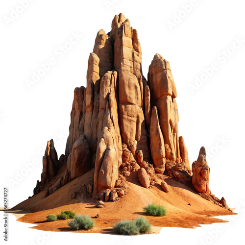 Desert Rock Formation Isolated on Transparent Background Brown Sandstone Mountain Landscape
