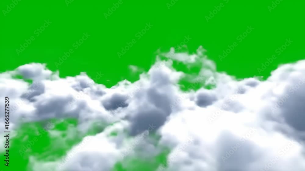 Animated Fly Through Fluffy White Clouds on Green Screen Chroma Key ...