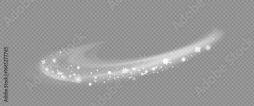 Snow and wind. White gradient decorative element on a transparent background. Christmas winter and snow with fog. Snowstorm, blizzard or swirl. Vector