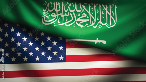 usa and saudi flag fusion design
