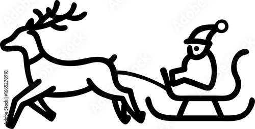 Santa claus riding a sleigh pulled by reindeer isolated on white background isolated on transparent background