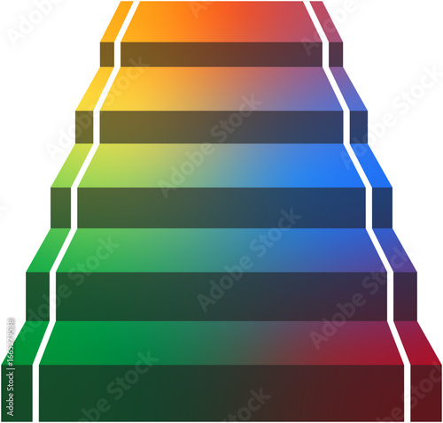 Rainbow Gradient Staircase, Colorful Stairs Steps Icon