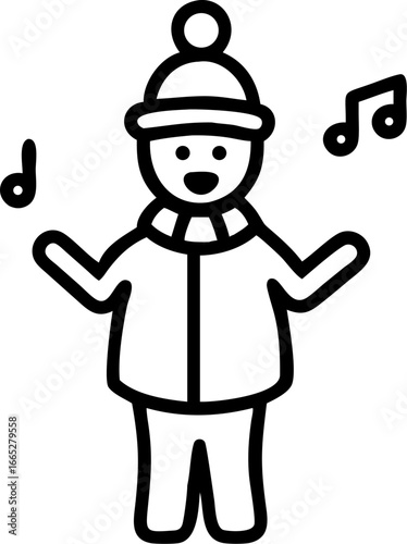 Christmas caroler singing a festive song isolated on white background isolated on transparent background