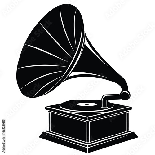 Vintage gramophone black and white retro music