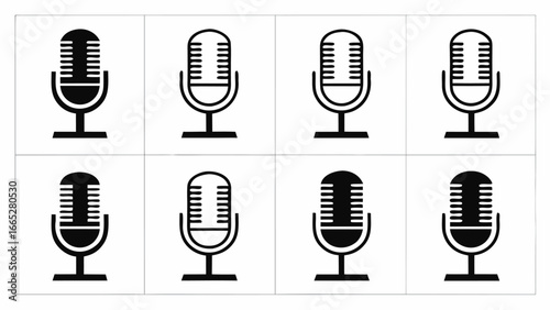 Vintage microphones array retro audio