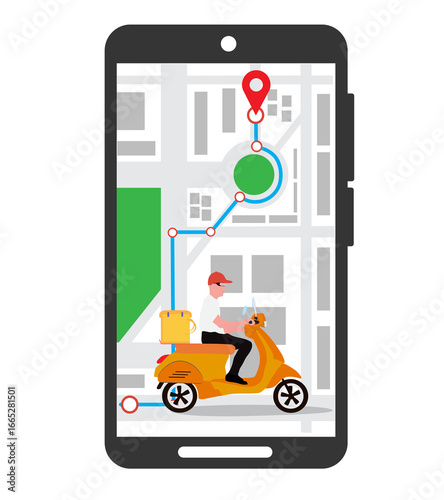 express delivery service mobile app with navigator illustration 