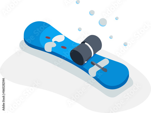 Snowboarder on a snowy slope isolated on white background isolated on transparent background