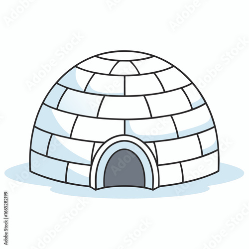 Illustration of an igloo in a snowy landscape isolated on white background isolated on transparent background