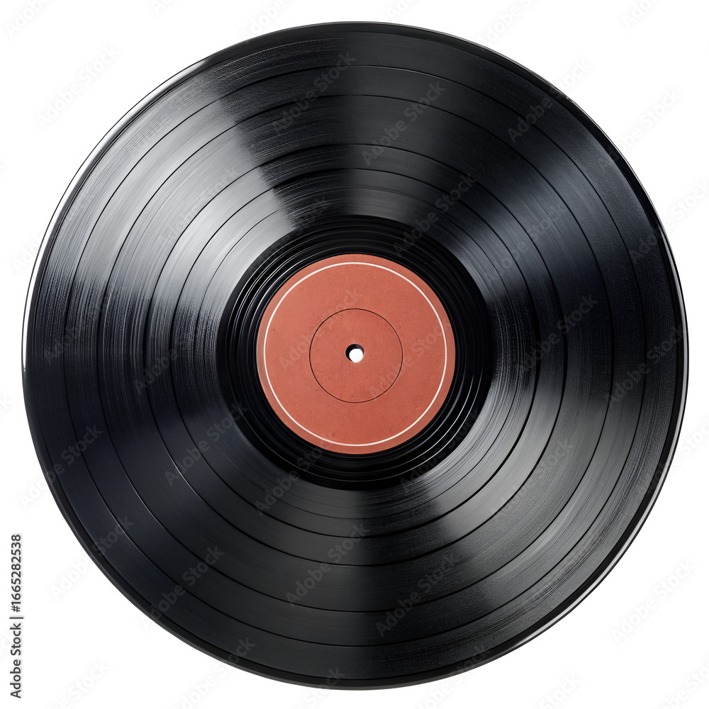 Fototapeta premium Vinyl record black retro music disc isolated on pure white background