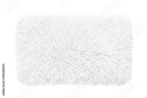White Shaggy Fluffy Rug Texture, Isolated on White Transparent Background