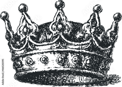Vintage Style Imperial Crown with Ornate Detail on White Background