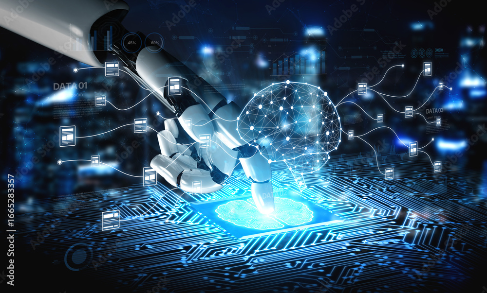 Fototapeta premium AI file management uses smart indexing, automated search, and virtual tools to organize, access, and process digital data efficiently. Artificial intelligence spline