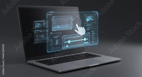 laptop computer with binary code