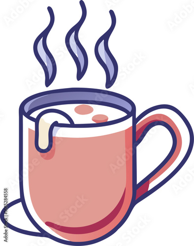 Illustration of a steaming hot cocoa mug isolated on white background isolated on transparent background