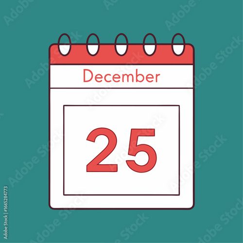 Calendar page marked december twenty fifth isolated on white background isolated on transparent background