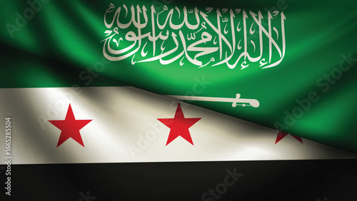 syria and saudi flag fusion design