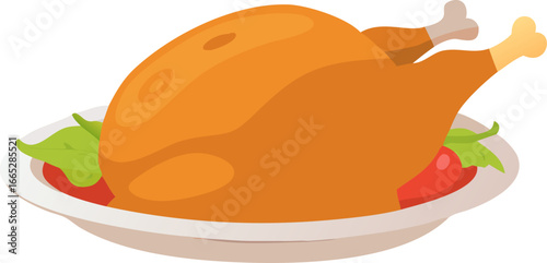 Roast turkey on a platter vector design isolated on white background isolated on transparent background