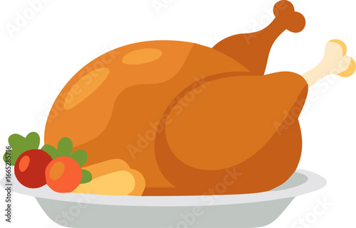 Roast turkey on a platter vector design isolated on white background isolated on transparent background