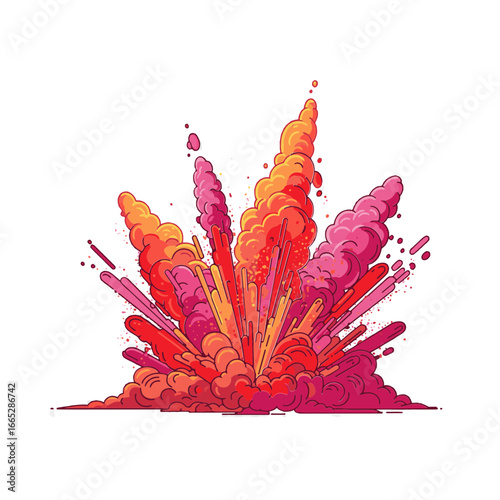 Vibrant explosion of colorful powder or paint, creating a dynamic and energetic abstract burst