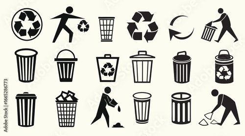 Collection of Garbage, Waste & Reuse Icons for Websites and Apps