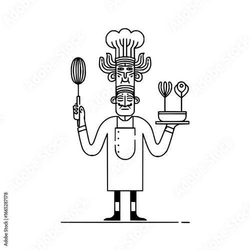 Chef vector illustration: culinary arts, chef design, food preparation, restaurant chef, chef artwork vector
