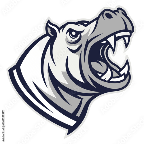 Hippo Mascot Logo Vector, River Beast Esports Head Transparent