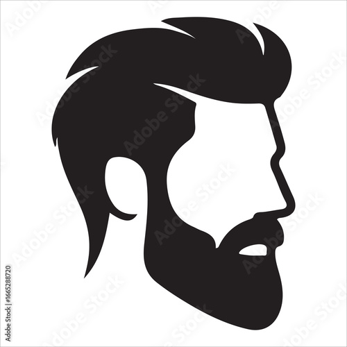 hairstyle designs for men silhouette,Man haircut silhouette vector image with white background,Man vector logo. Icon of man silhouette vector illustration.