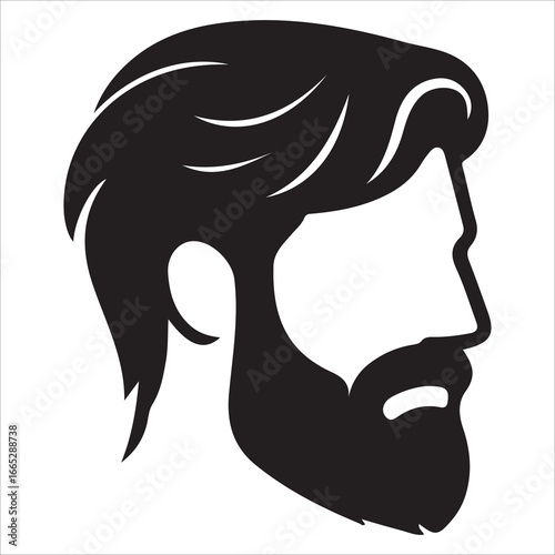 hairstyle designs for men silhouette,Man haircut silhouette vector image with white background,Man vector logo. Icon of man silhouette vector illustration.
