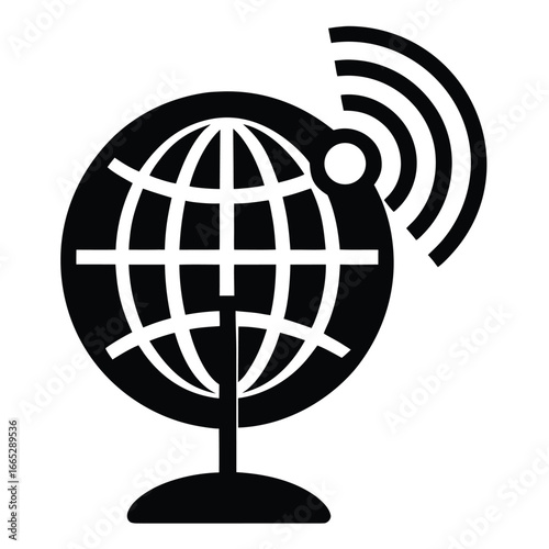 Wi-Fi Signal Silhouette Vector Icon on White Background