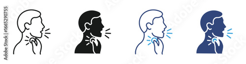 sore throat icon set in outline and float style , vector  illustration 