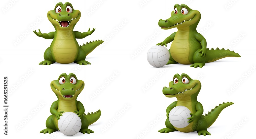 Obraz premium Cartoon crocodile images set funny animal characters