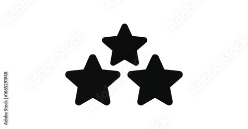  Three black stars in triangular formation on white background, symbolizing quality, rating, excellence, and standout performance