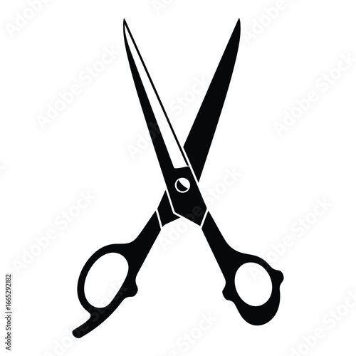 Pair of crossed salon scissors symbol for hairdressing barbering beauty salon cut silhouette