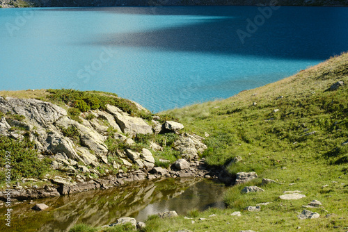 incredible turquoise lake in the mountains