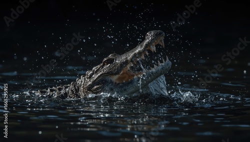 crocodile night hunt | predator water splash