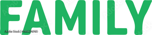 Green word family isolated on a white background