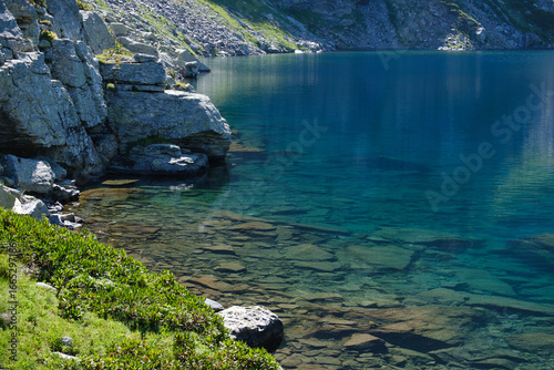 unreal transparent mountain lake