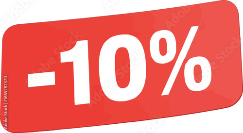 Bold red discount tag showing a 10 percent price reduction, perfect for sales promotions