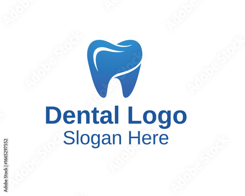 Modern tooth dental logo design on white background