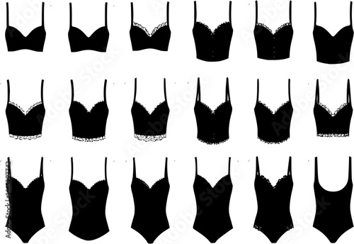 Vector Set: Bra and Bustier Silhouettes
