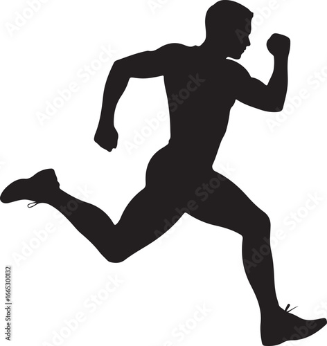 Silhouette of a male runner in motion, capturing athletic speed and determination