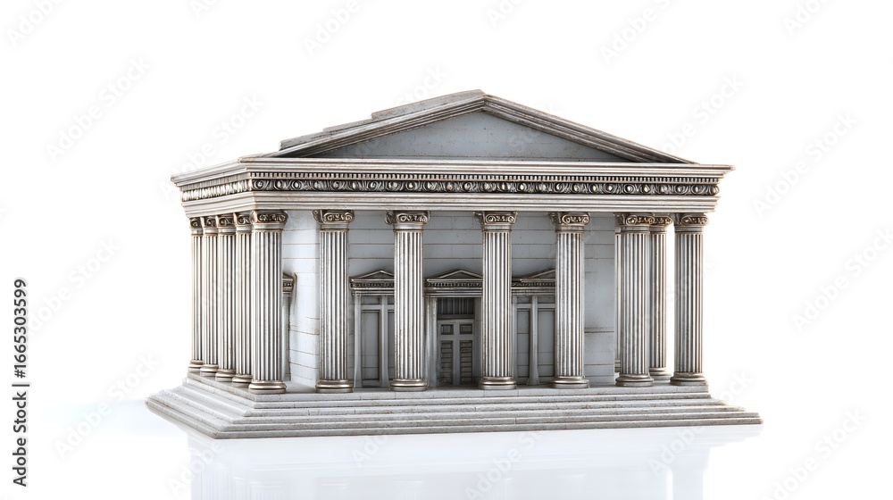 Obraz premium Modern Bank Building Isolated on White Background - Clear and Sharp