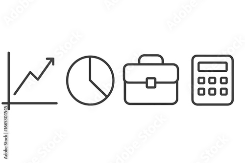 Business growth and analysis symbols representing strategy, finance, and planning in a modern workspace