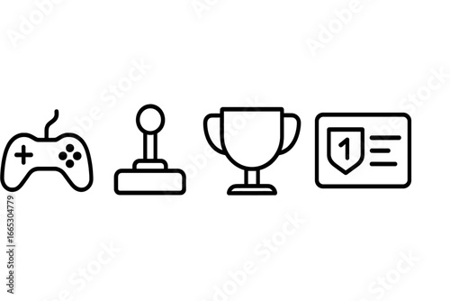 Gaming symbols representing achievements and competition in the digital realm