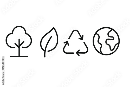 Symbols representing nature, conservation, and the planet emphasizing environmental awareness and sustainability efforts