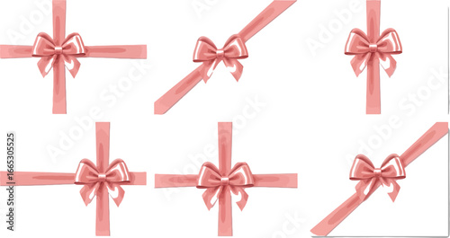 Elegant pink ribbon bows adorn gift wrapping for special occasions and celebrations