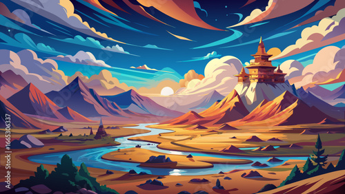 Stunning Mongolian sky expands in vast openness, endless horizon glowing under radiant clouds, eternal wilderness whispers serenity, timeless beauty breathes freedom, nature’s boundless space inspires